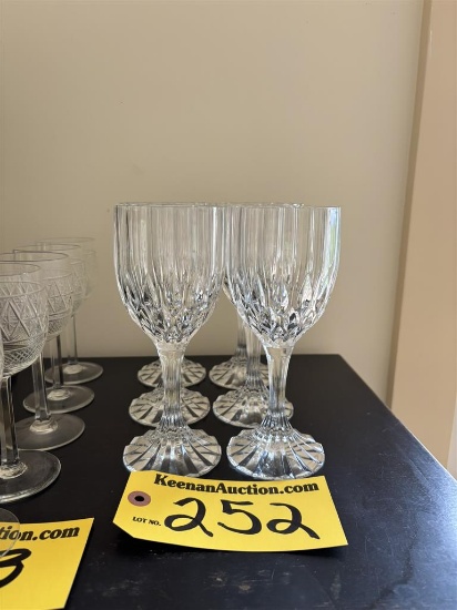 LOT: 6-PC STEMMED CUT GLASS WINE GLASSES