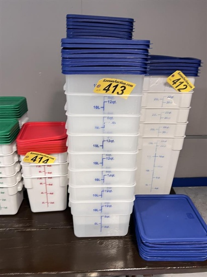 BID PRICE X 17 - (17) 12QT. PLASTIC PRODUCT BINS W/ LIDS