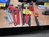 MISC. TOOL LOT: PIPE WRENCHES, CABLE CUTTERS, CHANNEL LOCKS