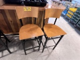 BID PRICE X 2 - (2) METAL FRAME BARREL BACK BAR STOOLS