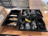 LOT: 3-FLATWARE CADDIES W/ ASSORTED FLATWARE