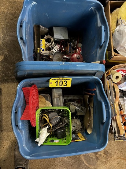 CONTENTS OF 2-PLASTIC STORAGE TOTES: