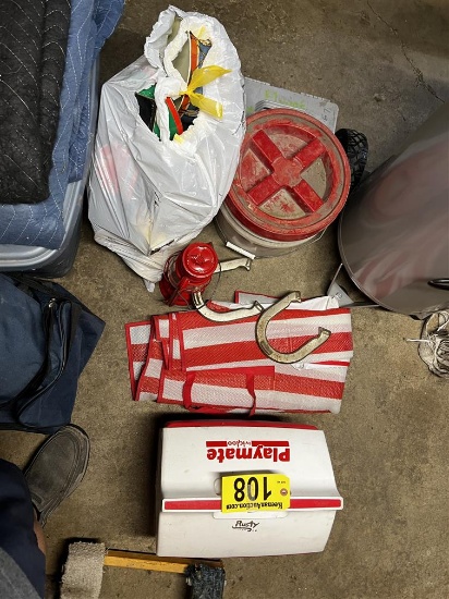 MISC. LOT: IGLOO PLAYMATE COOLER, GLOBE KEROSENE LANTERN,