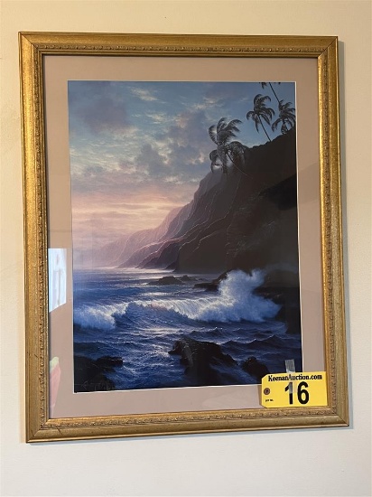 FRAMED OCEAN PRINT, 25" X 31"