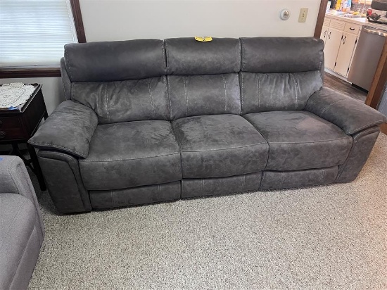 HTL FURNITURE SUEDE DUAL RECLINING SOFA, POWERED