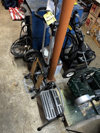 LOT: FOLDING 2-WHEEL DOLLY, COSCO STEP STOOL, 4-WHEEL DOLLY
