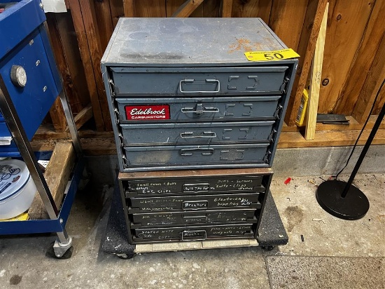 BID PRICE X 2 - (2) 4-DRAWER PARTS CABINETS & CONTENTS, W/ DOLLY