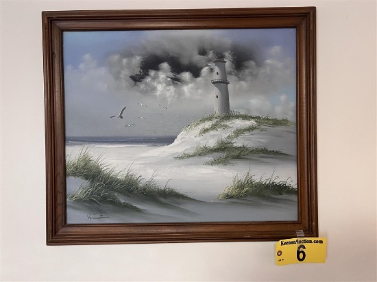 LIGHTHOUSE FRAMED PRINT, 27.5" X 23.5"