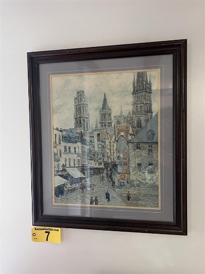 RUE DE L'EPICERIE, ROUEN (EFFECT OF SUNLIGHT) FRAMED PRINT, 26" X 29.5"