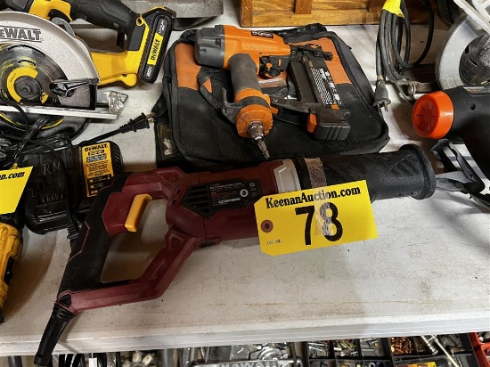 LOT: CHICAGO ELECTRIC RECIPROCATING SAW, RIDGID BRAD NAILER