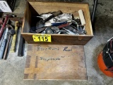 DECORATIVE WOODEN BOX W/ SLIDE-TOP & TOOLS