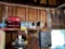 CONTENTS ALONG WALL: MISC. AUTOMOTIVE, TWINE, DRAIN SNAKE, CONTENTS IN CABINET