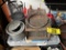 MISC. LOT: ASSORTED BAIT BUCKETS, LARGE TOTE, FROGG TOGGS RAIN SUIT