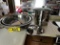 LOT OF MISC. COOKWARE ON COUNTER:
