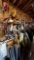 LOT: ICE DRILL, 2-ATV HELMETS, CAMP GEAR, 2-SAW HORSES