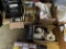 CONTENTS IN 13-BOXES: ELECTRONICS, SHOWER CHAIR, HOLIDAY DÉCOR, LINENS, SEWING SUPPLIES