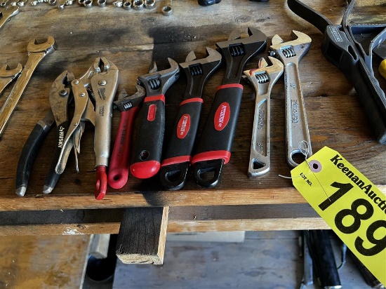 LOT OF 8-ASSORTED ADJUSTABLE WRENCHES