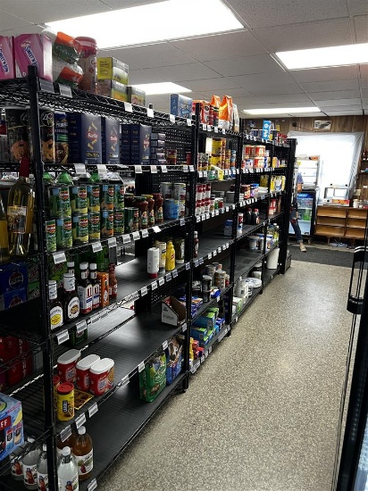 LOT: DRY GOOD & PAPER GOOD INVENTORY ON 4-STORAGE RACKS