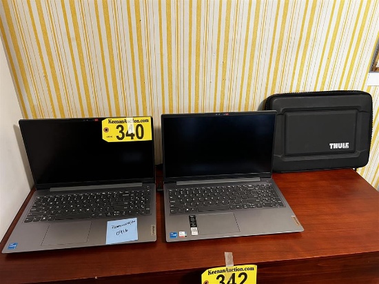 BID PRICE X 2 - (2) LENOVO IDEA-PAD 3 LAPTOPS W/ 1-CHARGER & THULE LAPTOP CASE