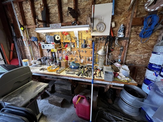 CONTENTS ON WORK BENCH & ON WALL: