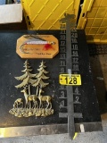 LOT: SNOW MEASURING TOOL, FISH WALL HANGING, DEER WALL HANGING