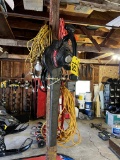 LOT: TORO SUPER BLOWER VAC & ASSORTED EXTENSION CORDS, TROUBLE LIGHT, POWER STRIPS