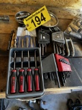 MISC. TOOL LOT: ALLEN WRENCH SETS, PUNCHES, PICK TOOLS, PARTS TRAYS
