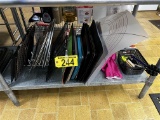 LOT OF ASSORTED SIZE PIZZA PANS & SCREENS, BAKING PANS & MATS, W/ HOLDERS