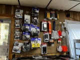 LOT OF ASSORTED ICE FISHING ACCESSORIES, AERATORS, HELMET ACCESSORIES, BATTERIES, NETS, MISC.