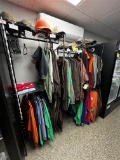 LOT OF ASSORTED APPAREL ON CLOTHING RACK: