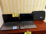 BID PRICE X 2 - (2) LENOVO IDEA-PAD 3 LAPTOPS W/ 1-CHARGER & THULE LAPTOP CASE