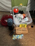 LOT: MISC. SHELVING HARDWARE, EXTENSION CORD, LASKO SPACE HEATER, BUNGEES, FOOT MASSAGER