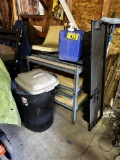 LOT: STEEL STORAGE RACK, BOAT SEAT, CAMP COT, MISC.