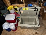 LOT: YETI COOLER, 5-ASSORTED COLEMAN & IGLOO COOLERS, FRABILL FLOW TROLLS