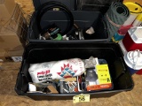 MISC. IN 2-TOTES: HAND TOOLS & POWER TOOLS, ELECTRICAL, GRILL COVER, MISC.