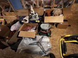 LOT OF MISC. HOLIDAY DECORATIONS, FLOOR MATS, TREE STANDS