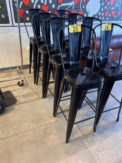 $BID PRICE X 4 - (4) METAL STACK BAR STOOLS W/ BACKS