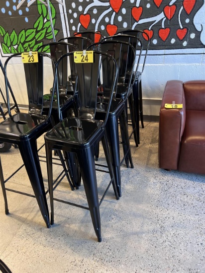 $BID PRICE X 4 - (4) METAL STACK BAR STOOLS W/ BACKS