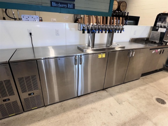 2023 GLASTENDER 12-TAP TEE-TOWER 4-DR REFRIGERATED KEG COOLER, S/S, 108"W