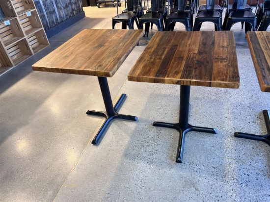 $BID PRICE X 2 - (2) 30" X 24" SINGLE PEDESTAL RECLAIMED WOOD TOP TABLES