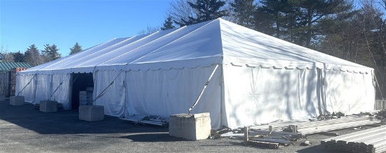 40' X 80' WHITE TOPTEC FRAME TENT, COMPLETE W/ SIDE WALLS