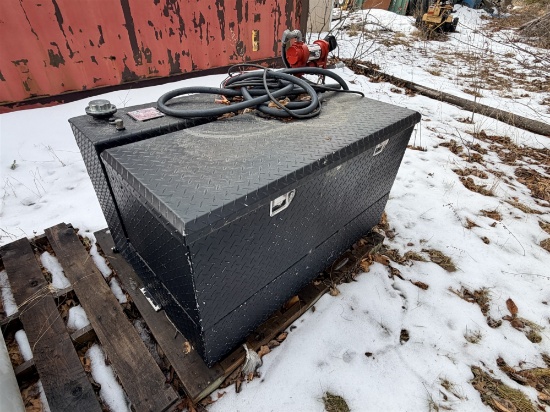 WEATHER GUARD 95-GAL. BLACK DIAMOND PLATE FUEL CELL W/ FILL-RITE 15-GPM PUMP & TRUCK TOOL BOX