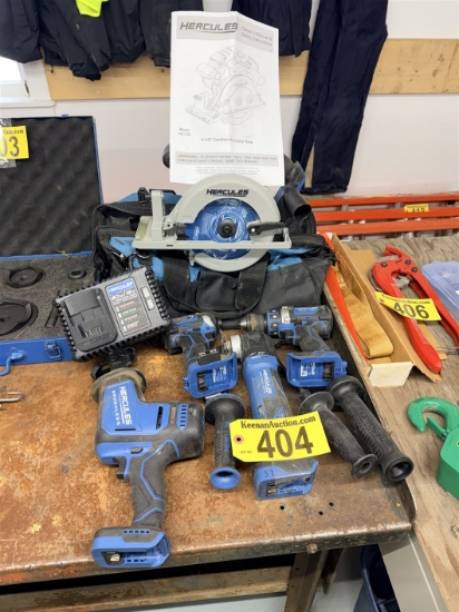 LOT: HERCULES 5-PC CORDLESS TOOL SET W/ TOOL BAG