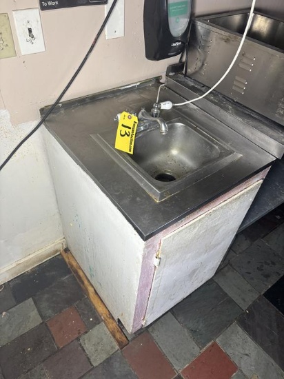 23" X 25" STAINLESS STEEL HAND SINK & CABINET
