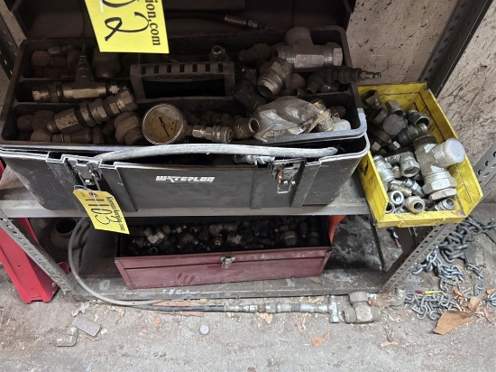 Assorted Hydraulic Fittings, 2-Toolboxes & Contents