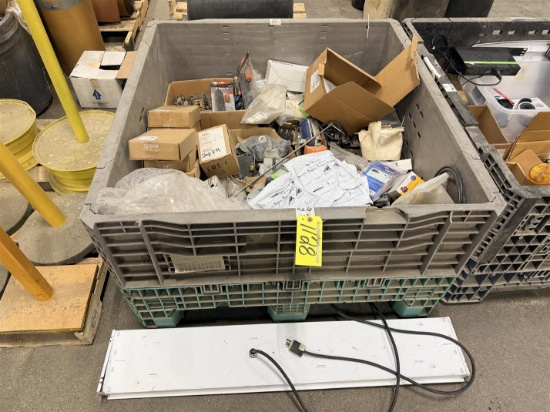 Plastic Crate W/Assorted Electrical & Misc