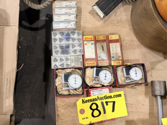 Lot: Carbide Inserts, 3-Starrett Pocket Dial Indicators