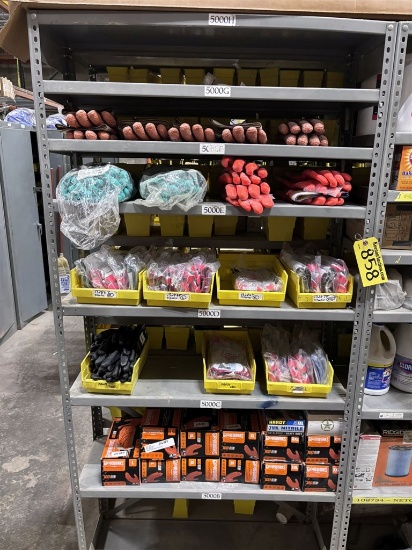 Metal Parts Rack & Assorted Gloves: