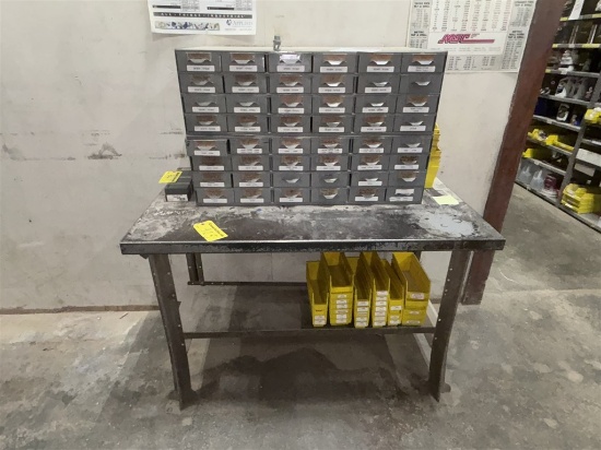 BID PRICE X 2 - (2) LYON 24-BIN PARTS CABINETS & CONTENTS