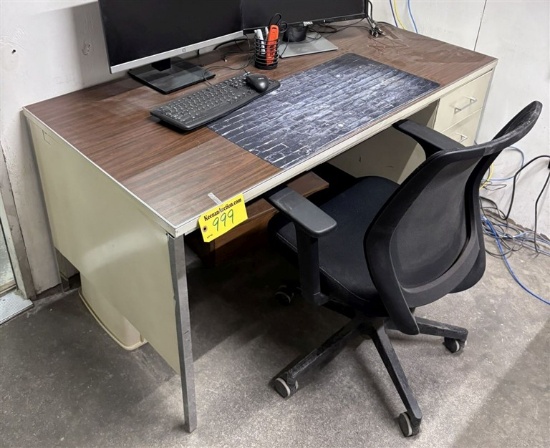 5' X 30" Metal Desk W/ Office Chair